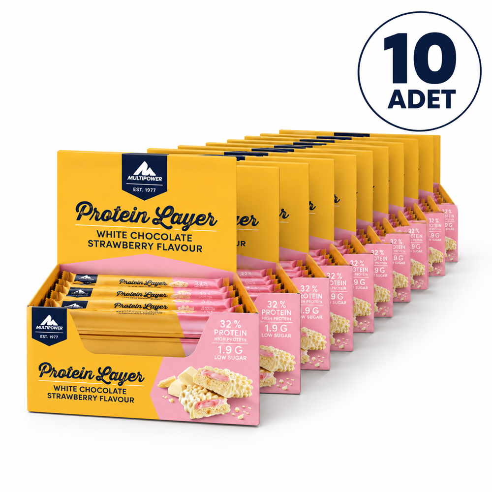 Multipower Protein Layer Bar Beyaz Çikolata-Çilek 18 Adet (10 Kutu)