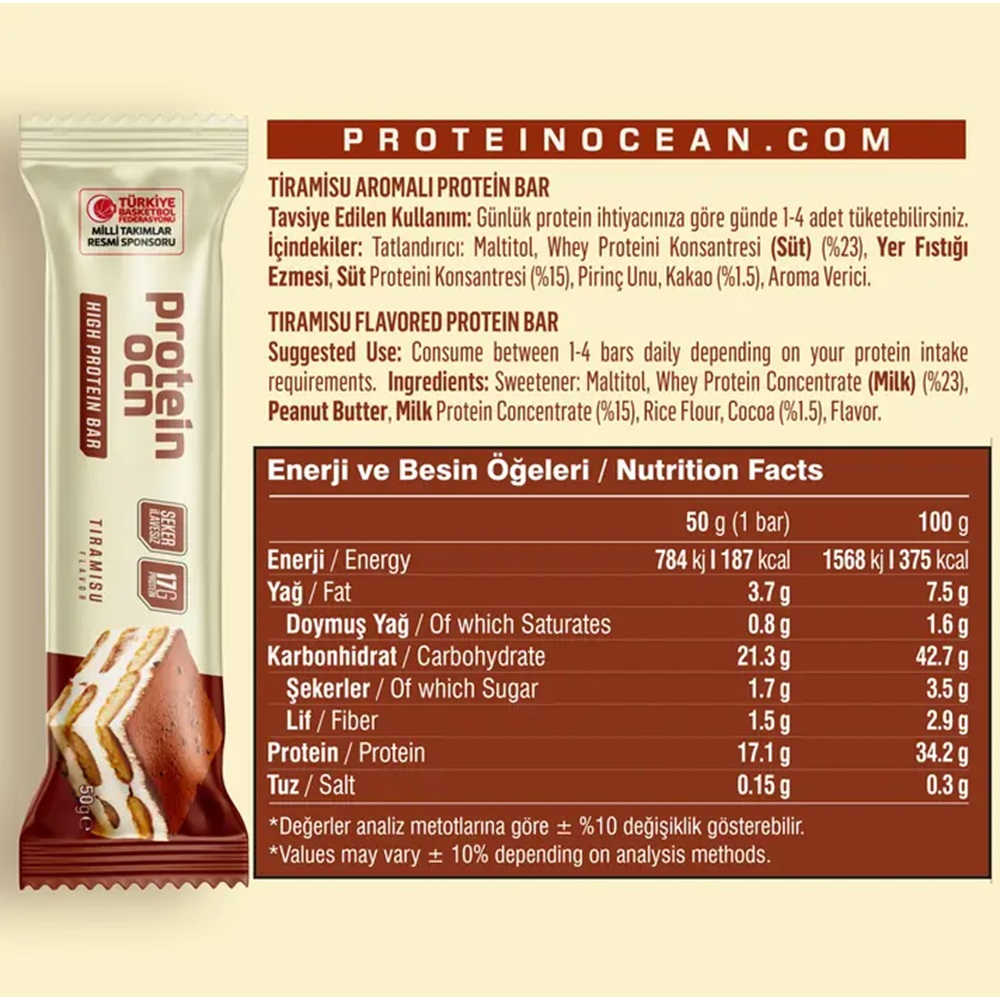 Protein Ocean Protein Bar Tiramisu 12 Adet
