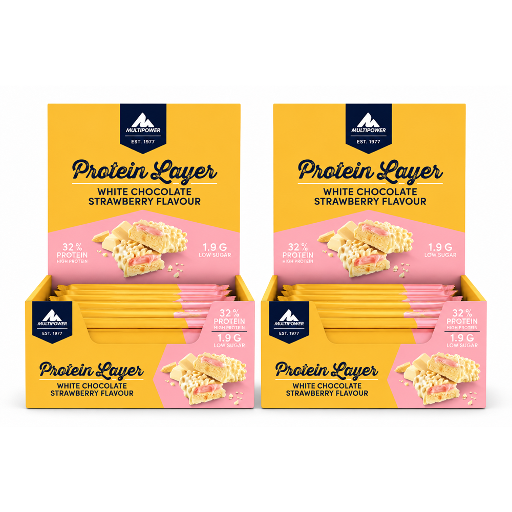 Multipower Protein Layer Bar Beyaz Çikolata-Çilek 18 Adet (2Kutu)