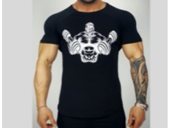 Black Çift Dumbell Baskılı Fitness T-Shirt