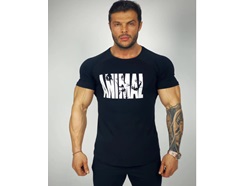 Black Animal Baskılı Fitness T-Shirt