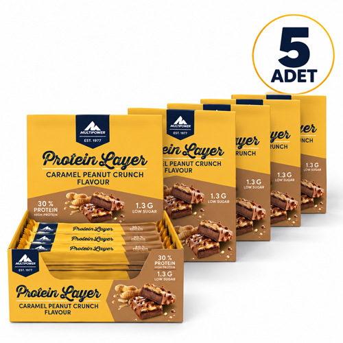 Multipower Protein Layer Bar Yer Fıstıklı Karamelli 18 Adet (5 Kutu)