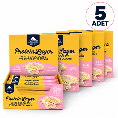 Multipower Protein Layer Bar Beyaz Çikolata-Çilek 18 Adet (5 Kutu)