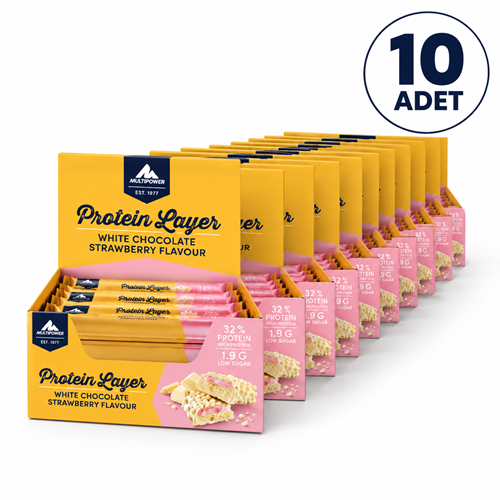 Multipower Protein Layer Bar Beyaz Çikolata-Çilek 18 Adet (10 Kutu)