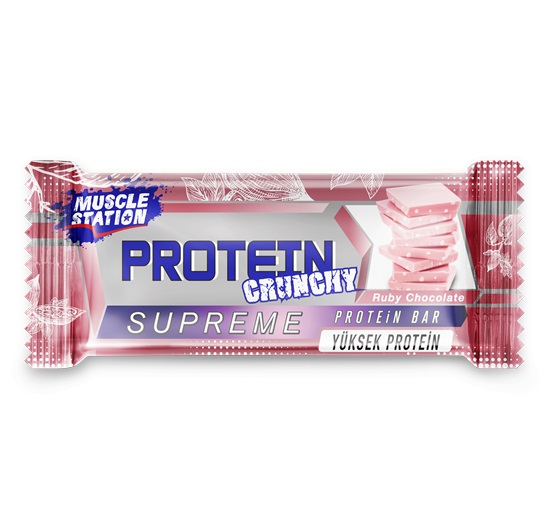 Muscle Station Crunchy Supreme Protein Bar Çilek 1 Adet