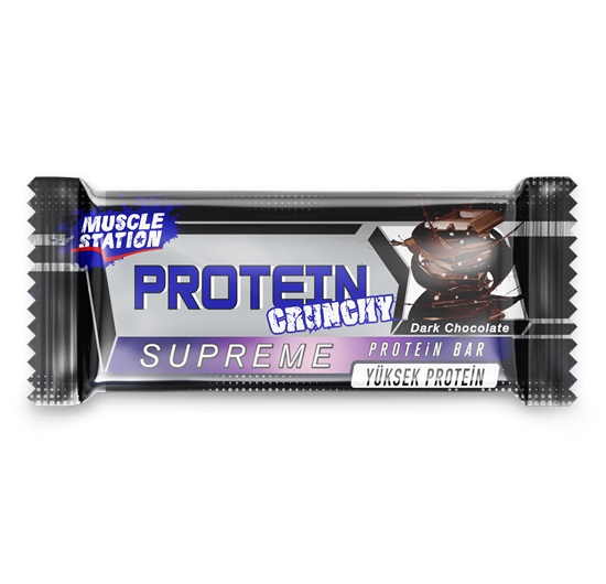 Muscle Station Crunchy Supreme Protein Bar Bitter Çikolata 1 Adet