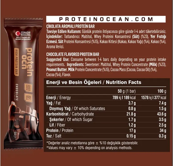 Protein Ocean Protein Bar Çikolata 12 Adet