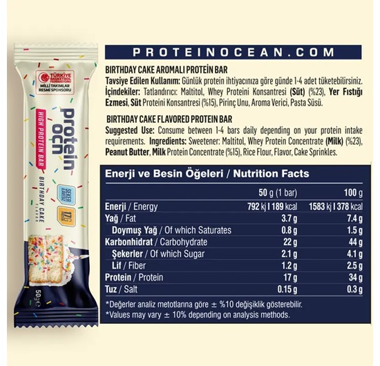 Protein Ocean Protein Bar Birthday Cake 12 Adet