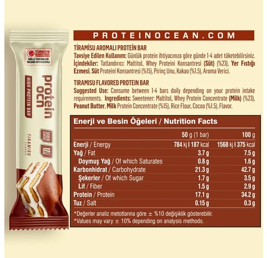 Protein Ocean Protein Bar Tiramisu 1 Adet