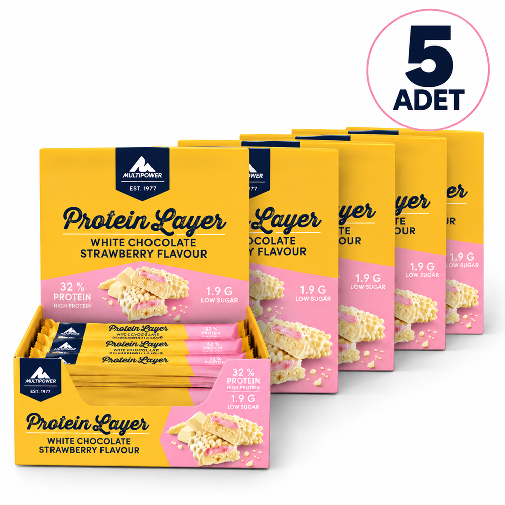 Multipower Protein Layer Bar Beyaz Çikolata-Çilek 18 Adet (5 Kutu)