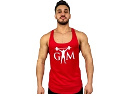 Black Gym Baskılı Fitness Atlet - Kırmızı - M